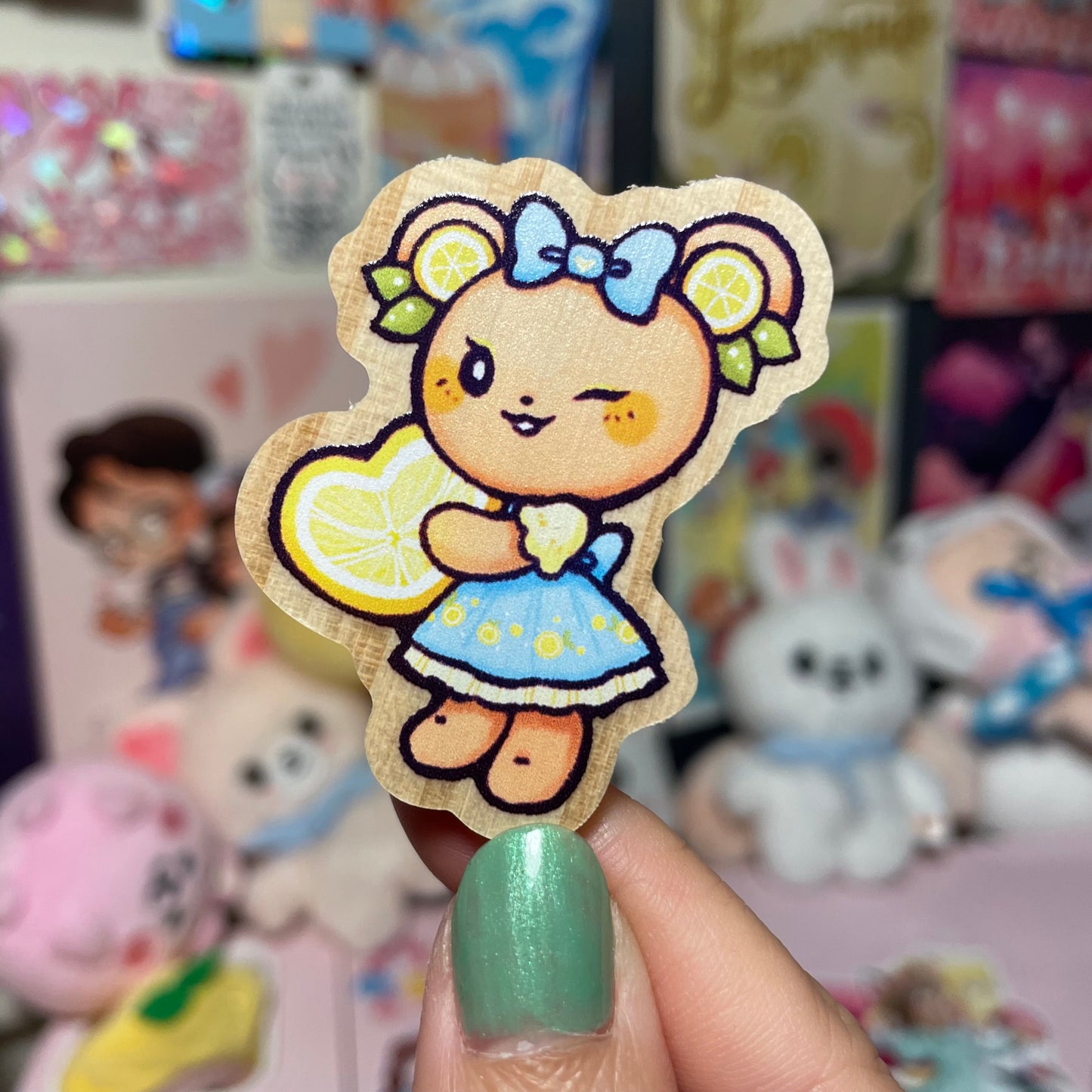 Dreaming Heart π Lemon Bearlita Wooden Pin